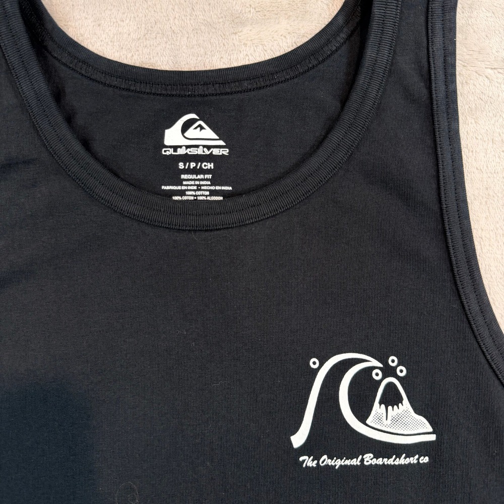 Quiksilver Mens Tank Top Black Graphic Surf Logo Small - Picture 9 of 9